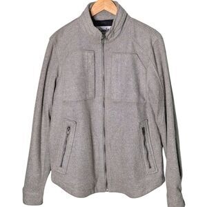 tunellus Grey Tweed Zip Up Sweater Jacket Hidden Hood size Men's L